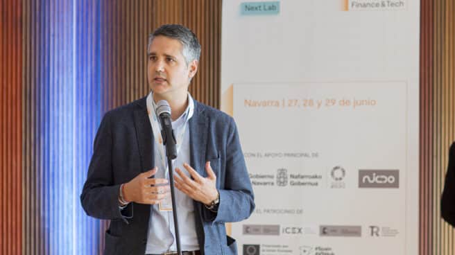 Ignacio Apezteguía, director general de Cultura-Institución Príncipe de Viana en Gobierno de Navarra durante su intervención en Next Lab Finance & Tech Navarra