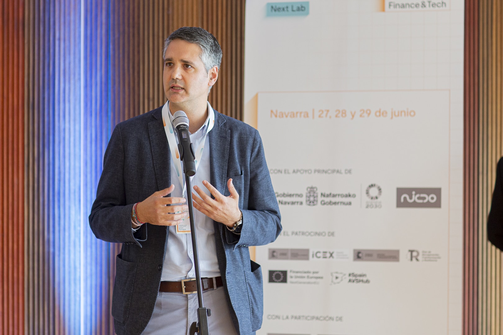 Ignacio Apezteguía, director general de Cultura-Institución Príncipe de Viana en Gobierno de Navarra durante su intervención en Next Lab Finance & Tech Navarra