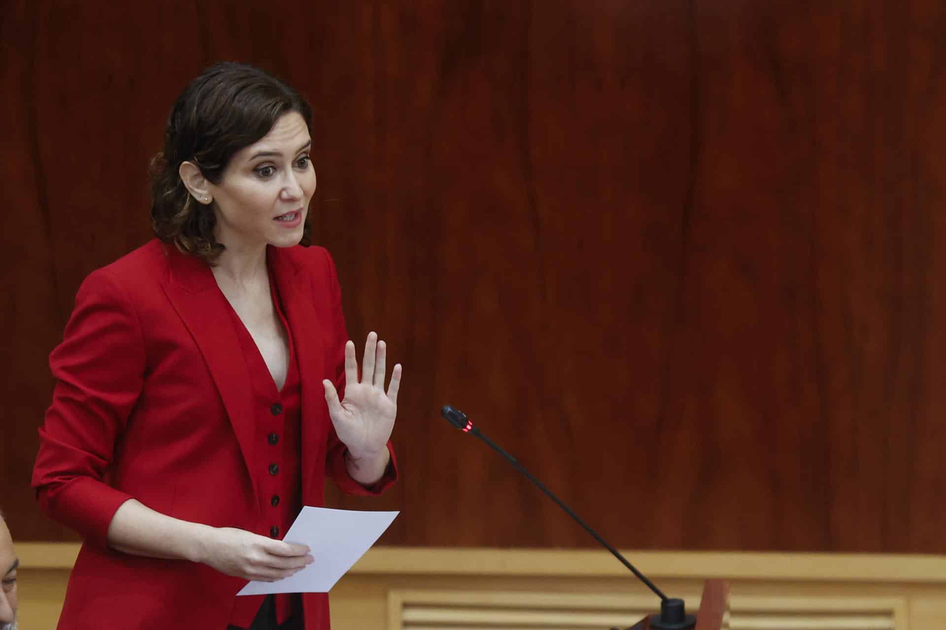 Isabel Díaz Ayuso, en la Asamblea de Madrid.