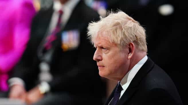Boris Johnson durante el acto de Jubileo de Platino de la reina Isabel II