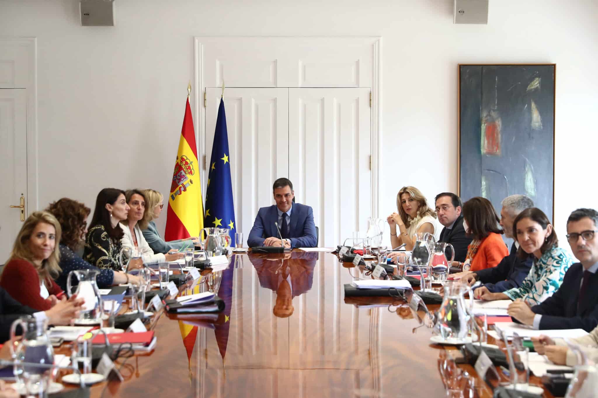 Pedro Sánchez preside una reunión del Consejo de Seguridad Nacional, en el Complejo de la Moncloa.