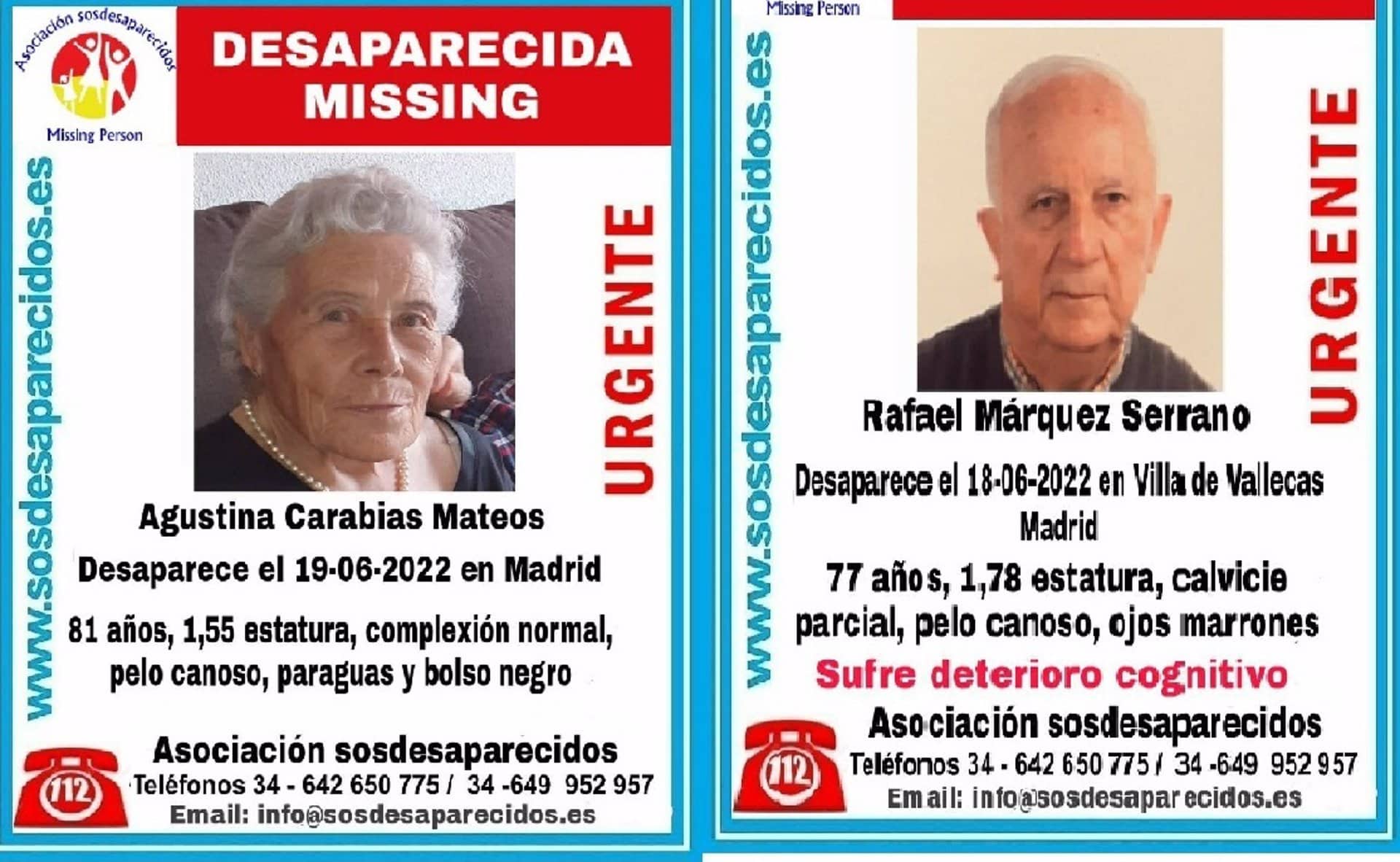Encuentran muertos a los dos ancianos desaparecidos la semana pasada en Madrid