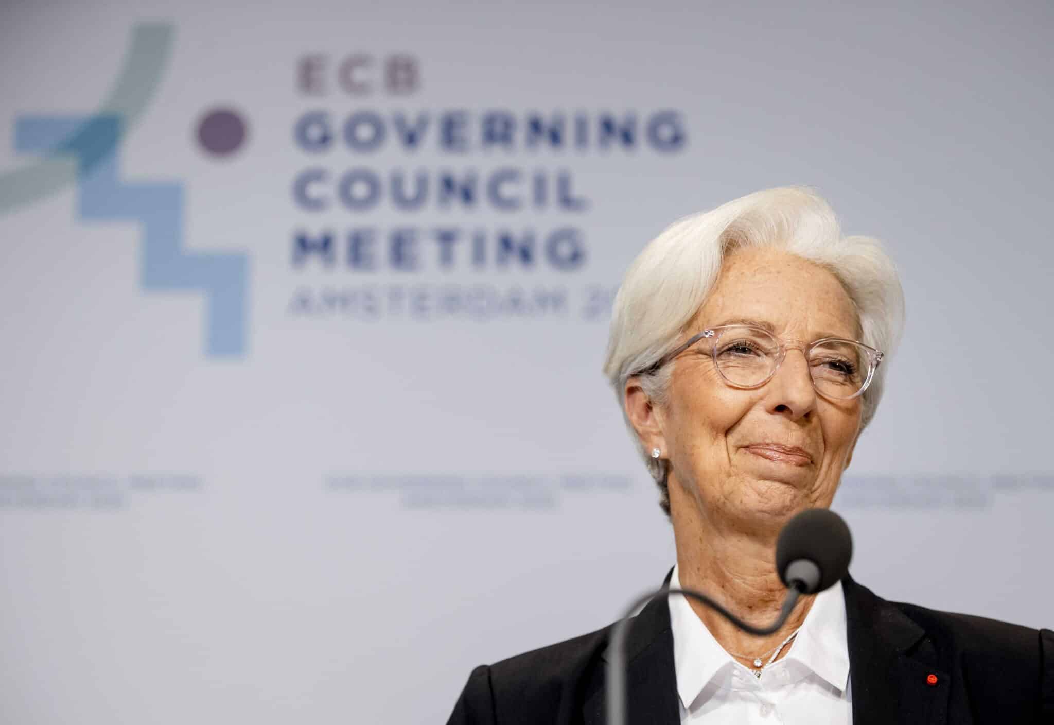 Christine Lagarde, presidenta del BCE, durante la rueda de prensa tras la reunión de junio