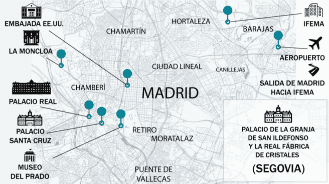 Mapa Madrid cumbre OTAN Mapa de Madrid que refleja las actividades que se llevarán a cabo en la cumbre de la OTAN