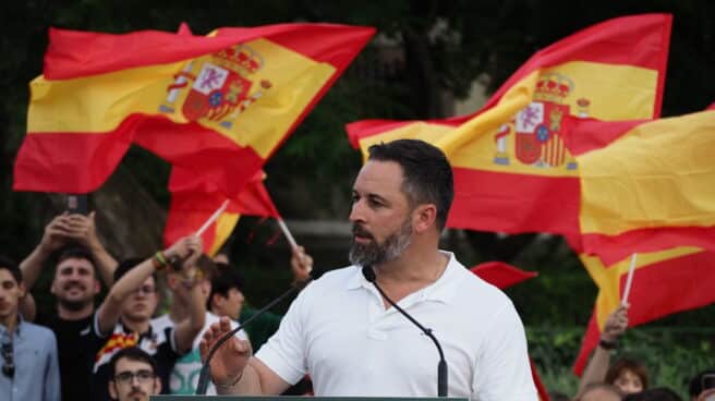 El presidente de Vox, Santiago Abascal, durante un mitin en Jaén