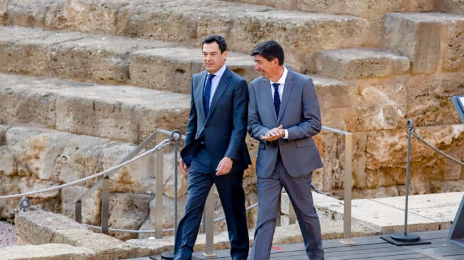 El presidente de la Junta de Andalucía, Juanma Moreno, y el exvicepresidente Juan Marín, en Málaga, después de un consejo de Gobierno en la legislatura anterior El presidente de la Junta de Andalucía, Juanma Moreno, y el exvicepresidente Juan Marín, en Málaga, después de un consejo de Gobierno en la legislatura anterior