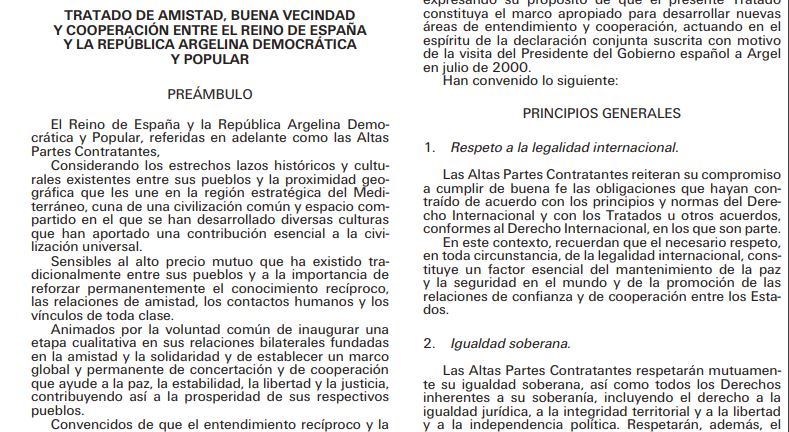 DOCUMENTO | El texto íntegro del tratado de amistad que España y Argelia firmaron en 2002