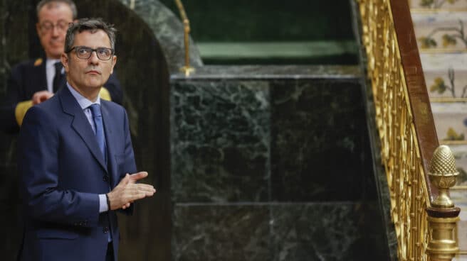 El ministro de la Presidencia, Félix Bolaños, durante la sesión de control al Gobierno este miércoles en el Congreso.