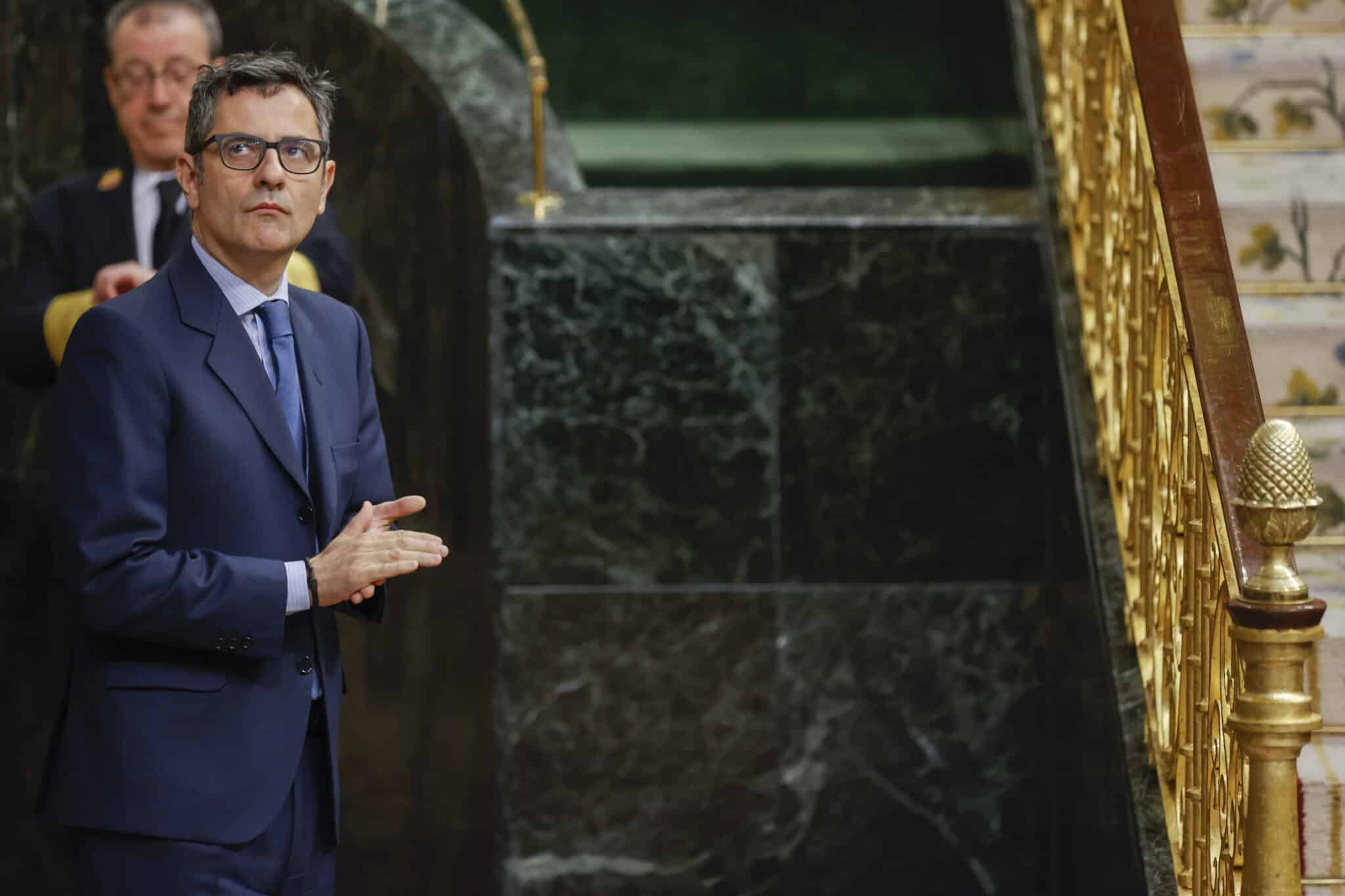 El ministro de la Presidencia, Félix Bolaños, durante la sesión de control al Gobierno este miércoles en el Congreso.