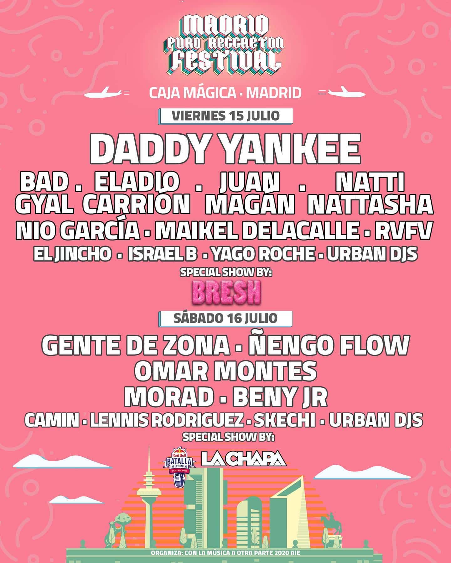 Cartel del Puro Reggaeton Festival, el festival de reggaeton celebrado en Madrid julio 2022, que ha sido cancelado por la Comunidad de Madrid menos de 24 horas antes de su celebración