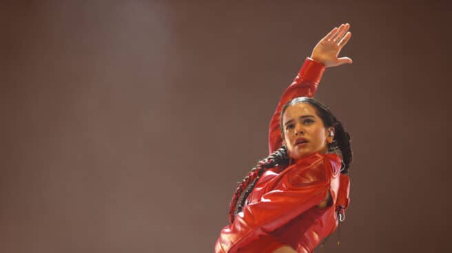 Singer Rosalía during a concert offered today Tuesday at the WiZink Center in Madrid as part of her "Motomami" international tour.