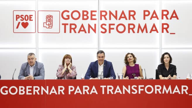 El presidente del Gobierno, Pedro Sánchez (c), preside la reunión de la Ejecutiva Federal del PSOE celebrada este viernes en la sede socialista de la calle Ferraz.