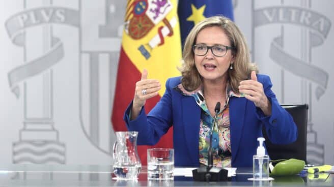 Estado-pagado-3075-millones-octubre-avales-ICO-ejecutados La vicepresidenta y ministra de Asuntos Económicos y Digitalización, Nadia Calviño, en una comparecencia informativa.