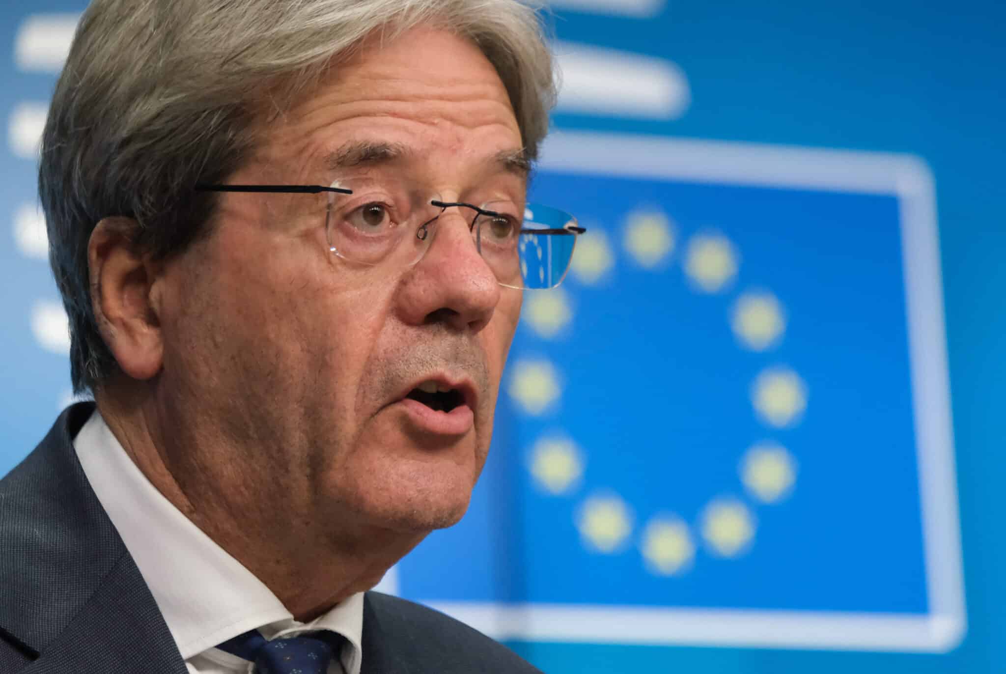 El comisario de Economía, Paolo Gentiloni, durante una rueda de prensa del Eurogrupo en Bruselas.