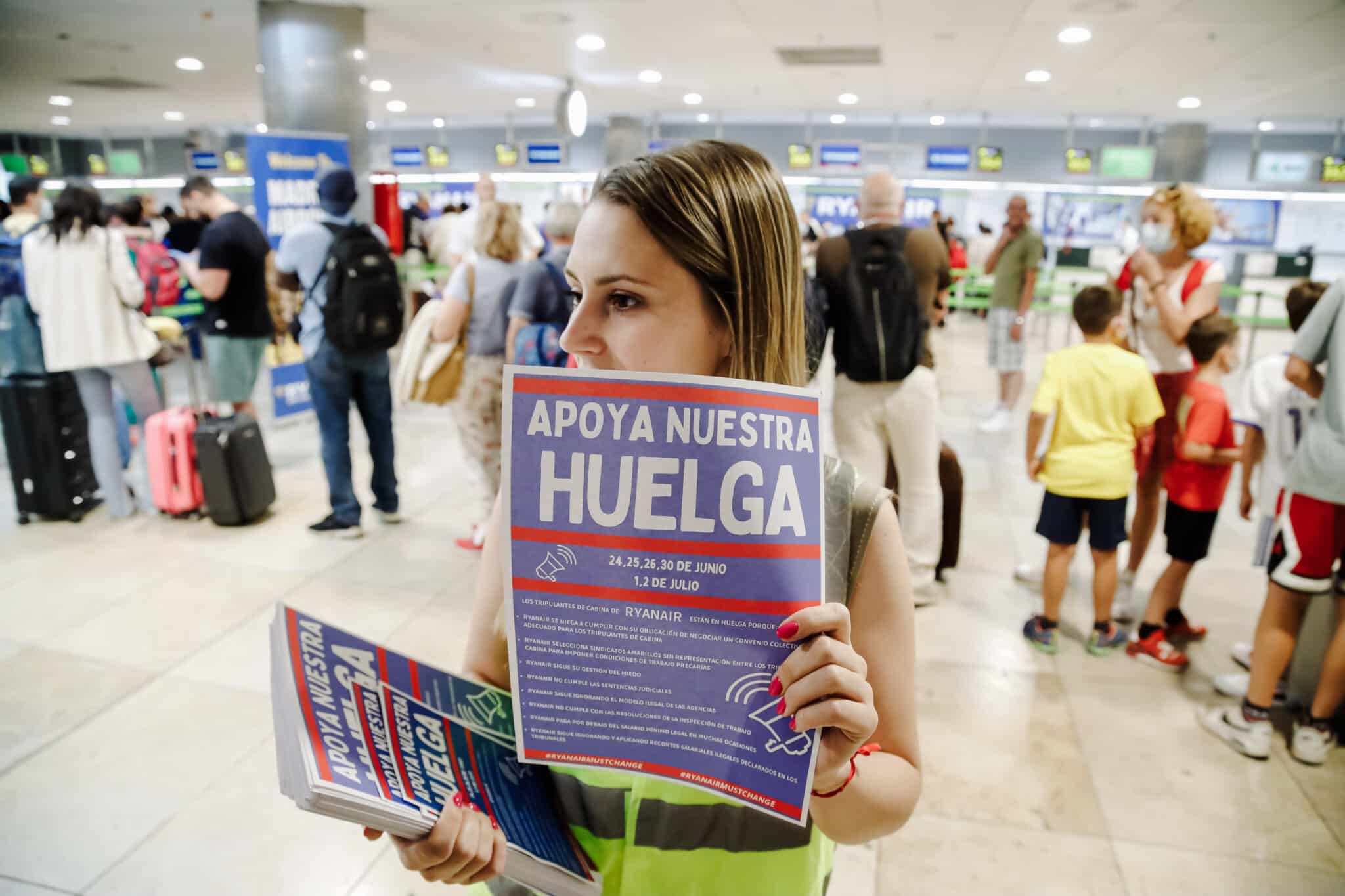 Huelga de Ryanair en el aeropuerto de Madrid Barajas.