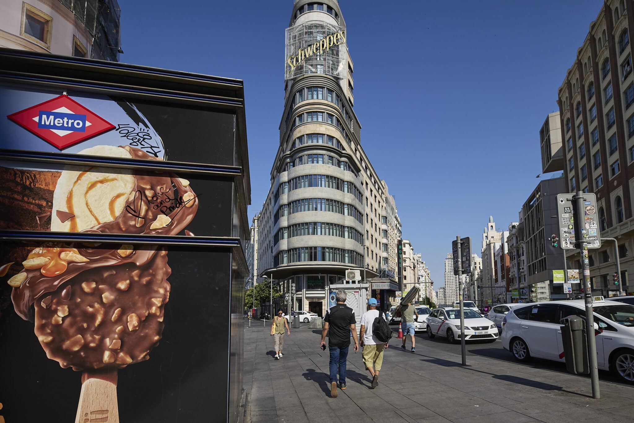 Imagen de la Gran Vía de Madrid en julio.