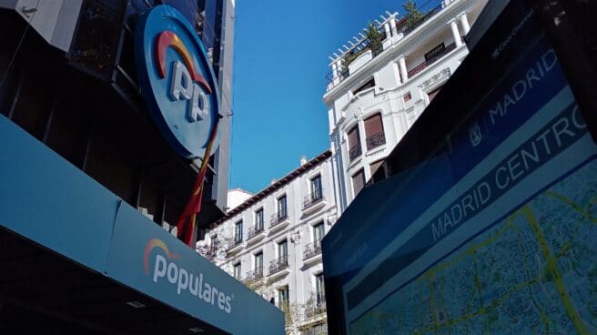 PP-terminará-pagar-sede-Génova-principios-2030-seis-años-antes-previsto Fachada principal de la sede central del PP en la madrileña calle Génova.