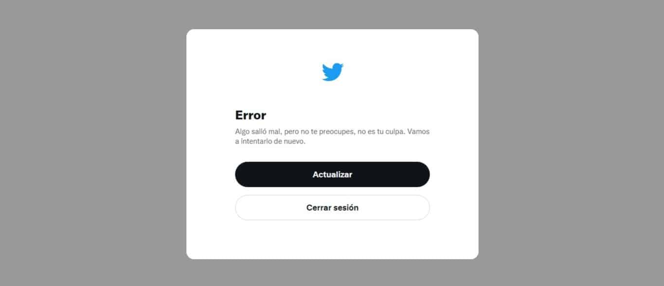 Mensaje de error al acceder a Twitter.