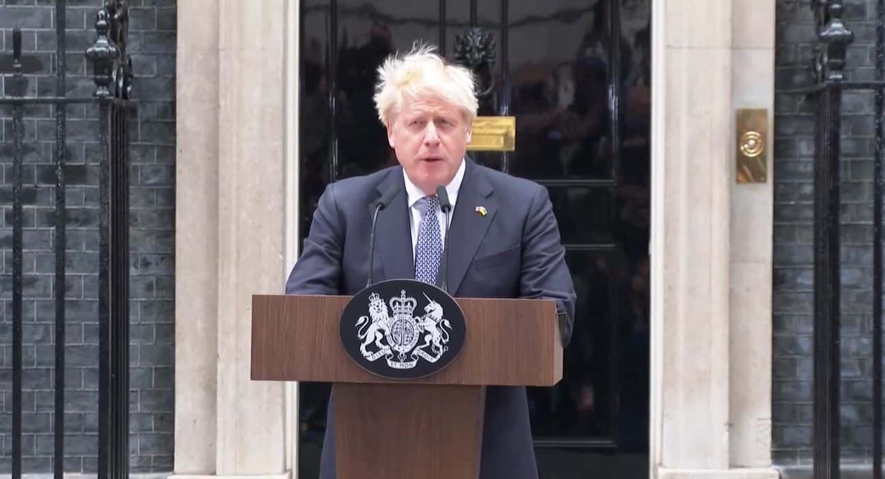 Boris Johnson, en la comparecencia para anunciar su adiós.