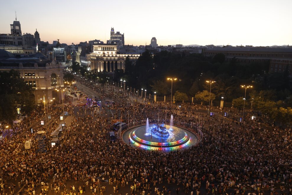 Vista de la manifestación del Orgullo 2022, que este sábado recorre las calles de Madrid 