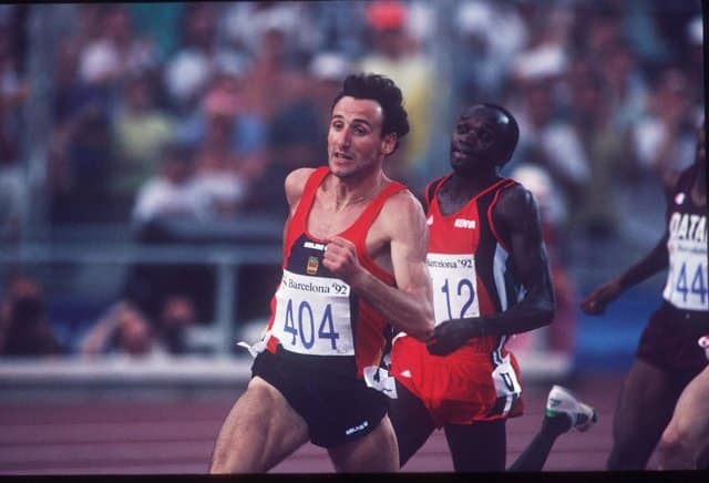 Fermín Cacho durante la final de 1.500 metros en la que ganó el oro olímpico de Barcelona 92