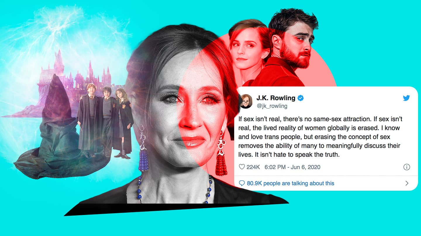 JK Rowling, autora de Harry Potter, junto con Emma Watson y Daniel Radcliffe