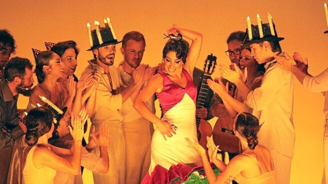 'El Maleficio de la Mariposa', la reencarnación de García Lorca sobre las tablas del Castillo de Niebla Escena del Maleficio de las Mariposas del Ballet Flamenco de Andalucía
