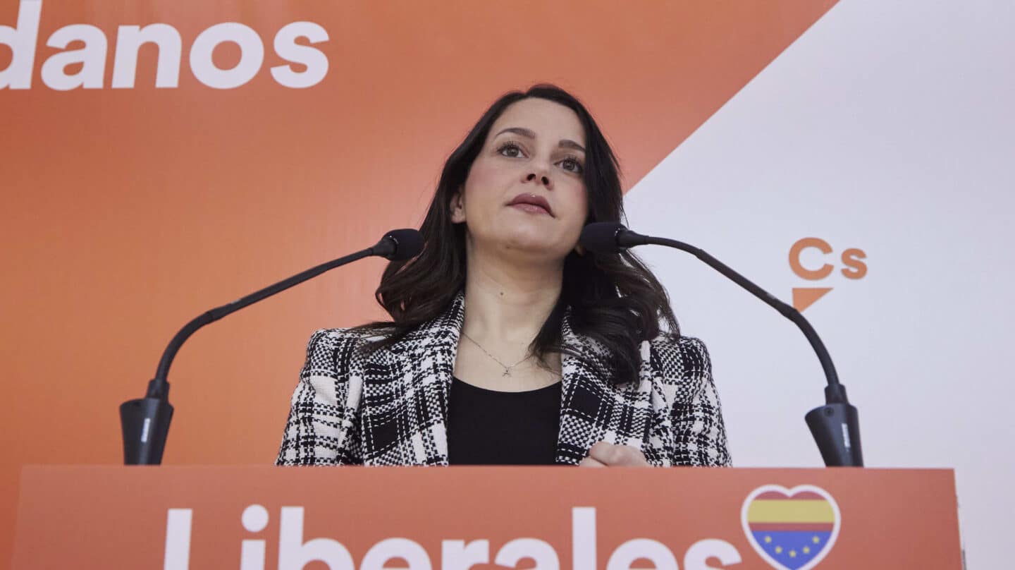 La presidenta de Ciudadanos, Inés Arrimadas, en una rueda de prensa.