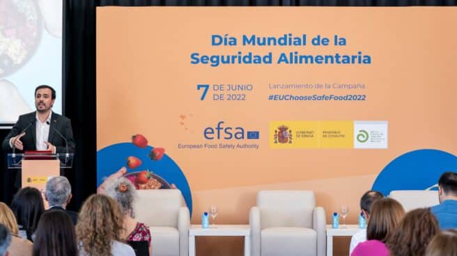 El ministro de Consumo, Alberto Garzón, en un acto de la Agencia Española de Seguridad Alimentaria y Nutrición.