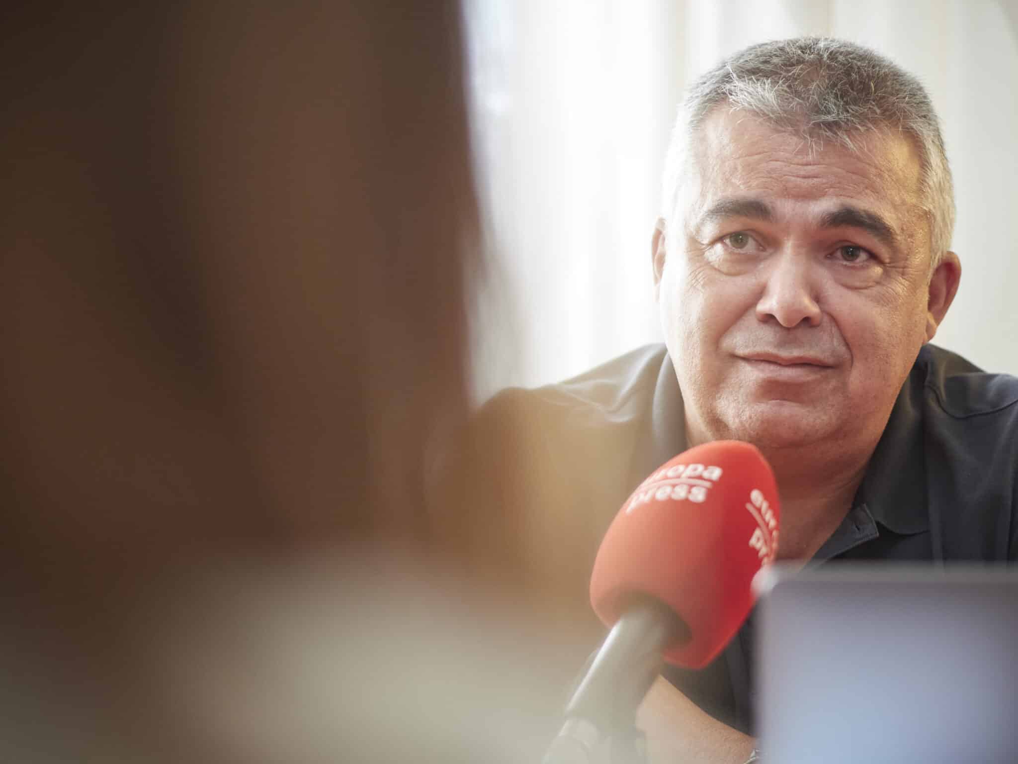 El secretario de Organización del Partido Socialista, Santos Cerdán, durante una entrevista para Europa Press