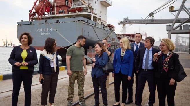 El presidente ucraniano, Volodimir Zelenski, en el puerto de Odesa