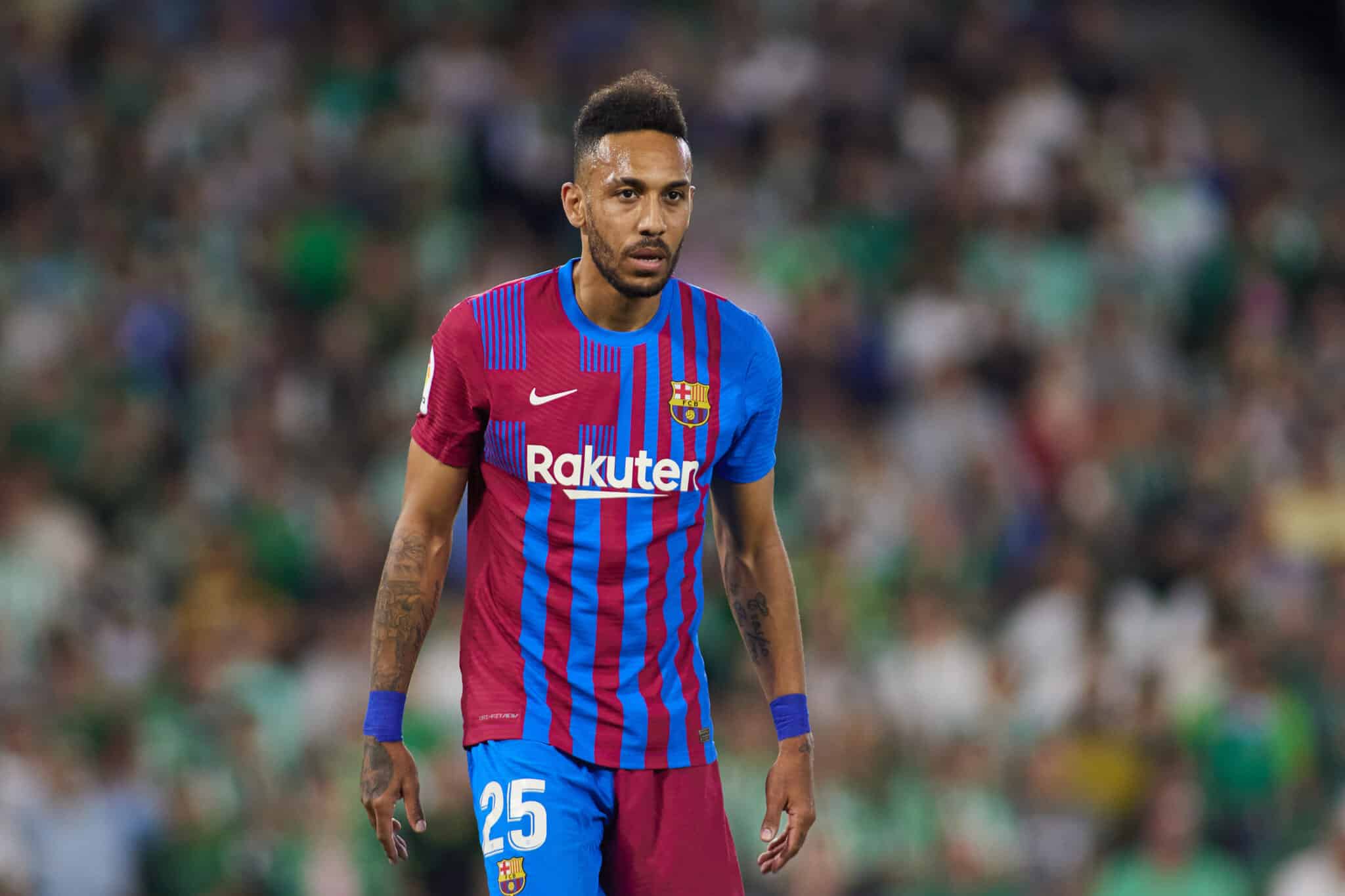 Pierre-Emerick Aubameyang en un encuentro de La Liga de la temporada 21/22