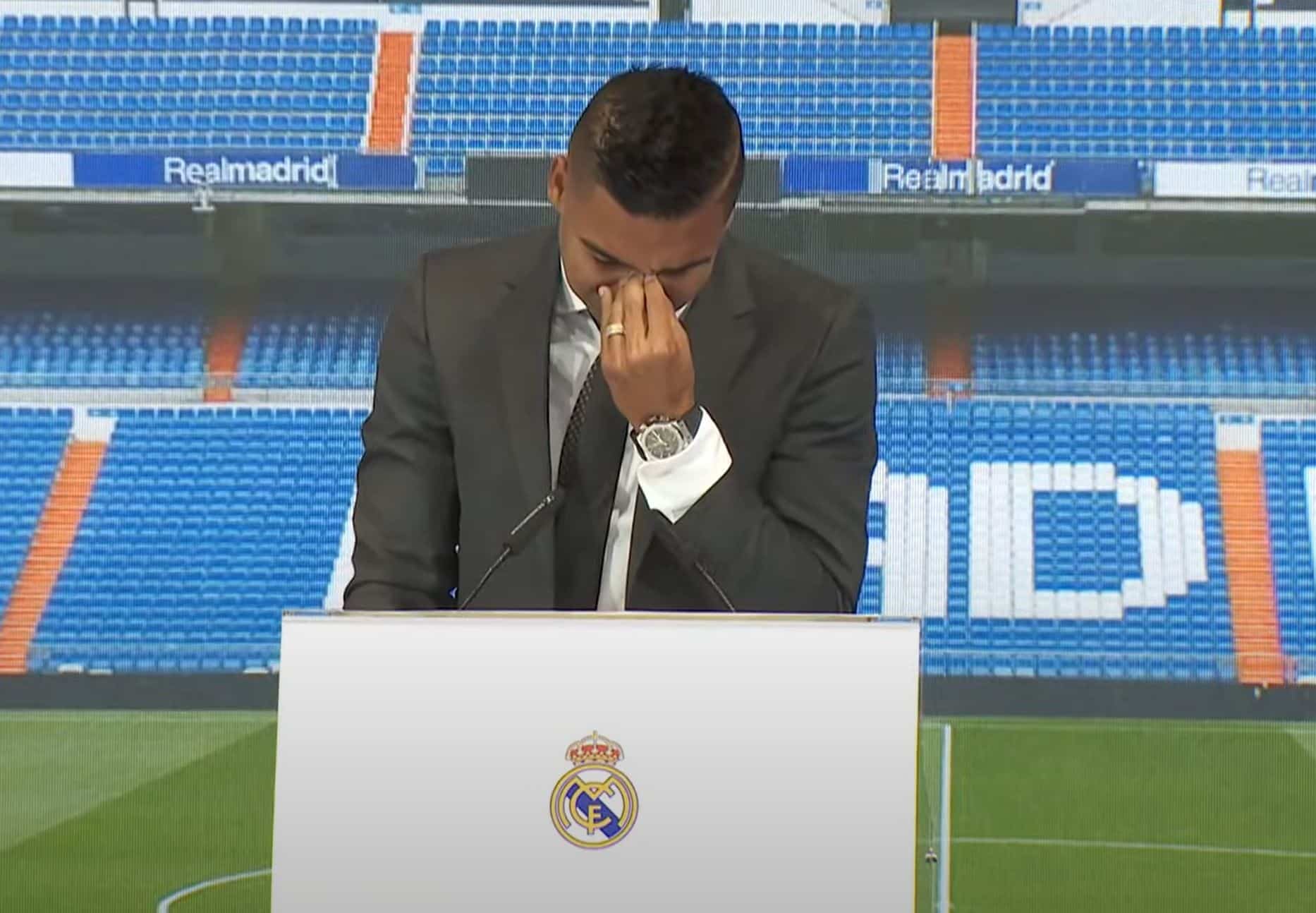 Casemiro en su acto de despedida del Real Madrid