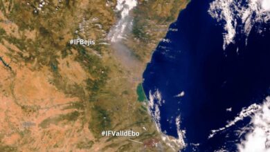 El humo de los incendios de Bejís y Vall d'Ebo se aprecia desde el espacio