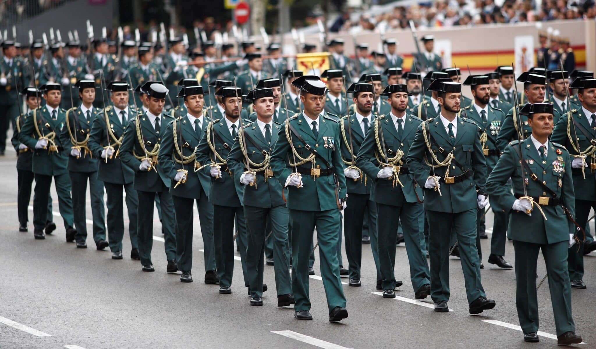 Guardias civiles en un desfile del 12 de octubre en Madrid.
