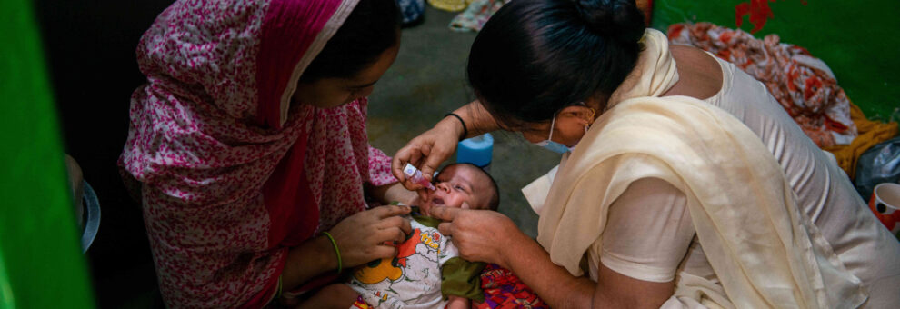 Inmunización de la polio en Nueva Delhi (India) en junio de 2021.