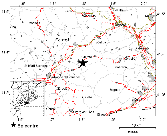 El Alto Penedés sufre un terremoto de magnitud 2,6