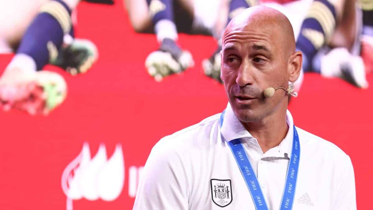 El presidente de la RFEF, Luis Rubiales, durante la recepción a la selección femenina el pasado mes de agosto.