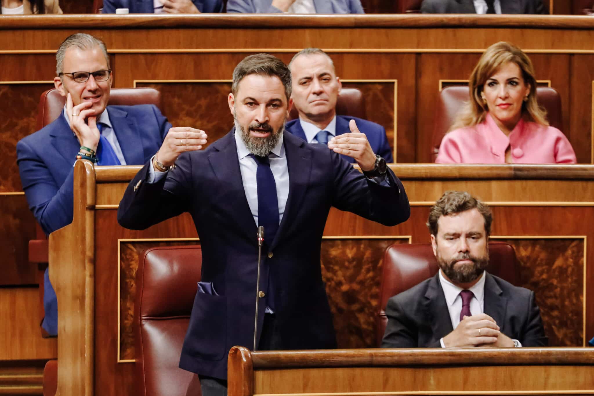 Santiago Abascal, en el Congreso durante la sesión de control al Gobierno.