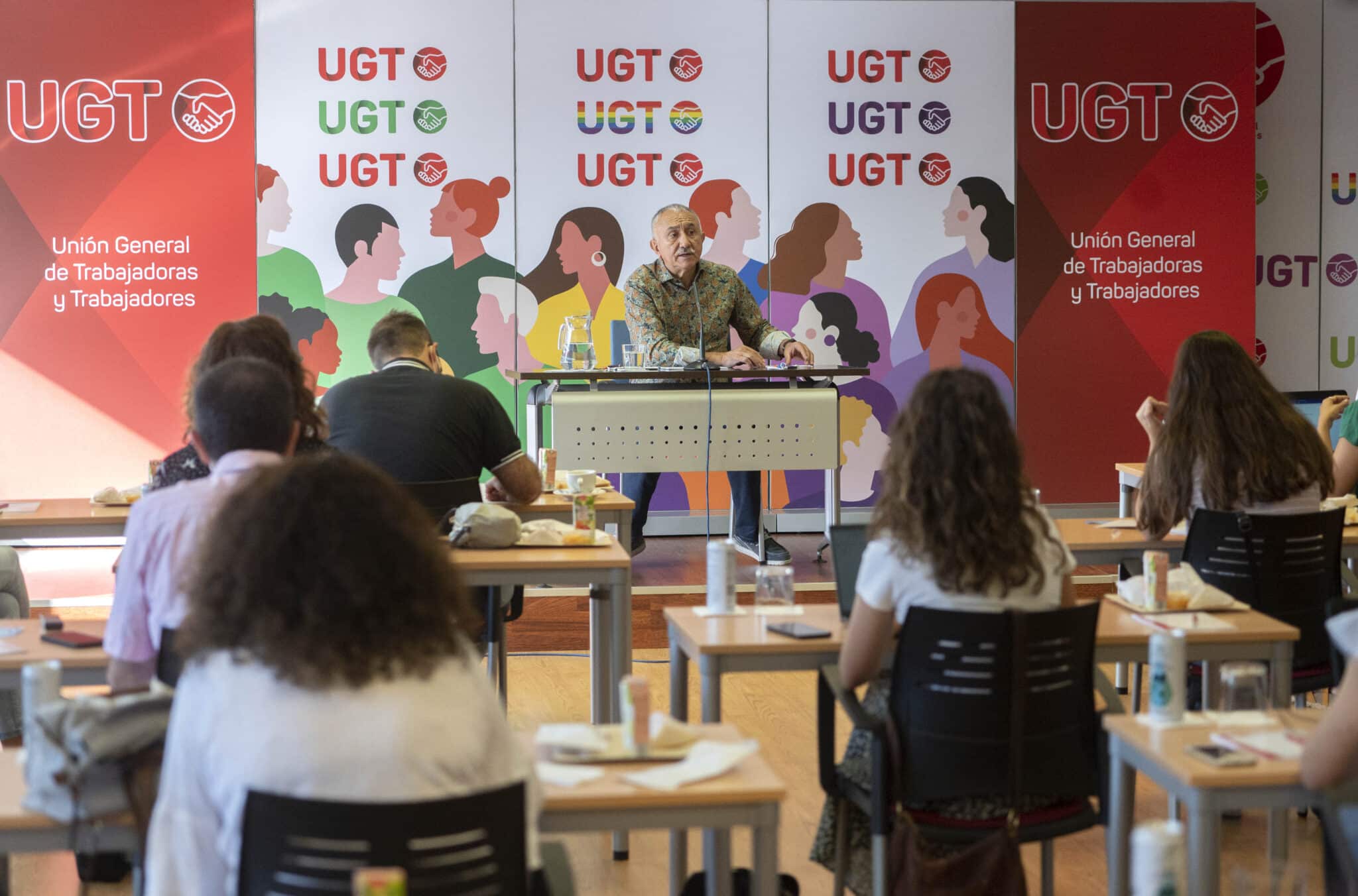 El secretario general de UGT, Pepe Álvarez, en el tradicional encuentro informativo de inicio de curso del sindicato, en 2021.