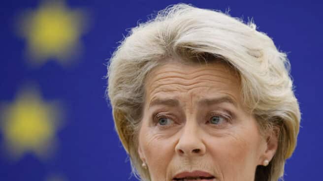 La presidenta de la Comisión Europea, Ursula von der Leyen, en el debate sobre el estado de la nación en Estrasburgo.