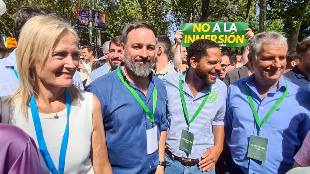 Santiago Abacal, en la manifestación en apoyo del castellano en Cataluña. / Foto: Manolo Riera