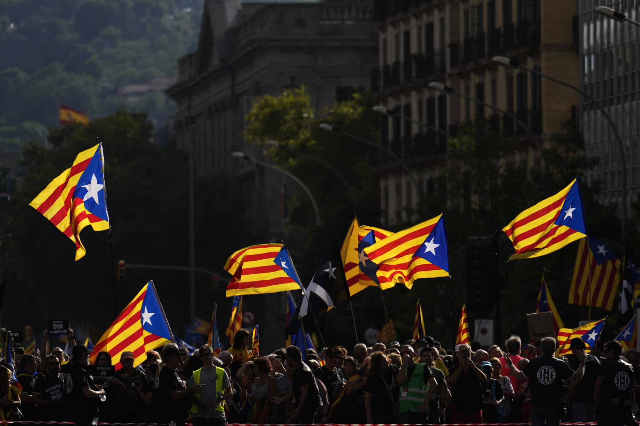 Manifestación de la Asamblea Nacional Catalana (ANC) con motivo de la Diada del 11 de septiembre, este domingo en Barcelona.