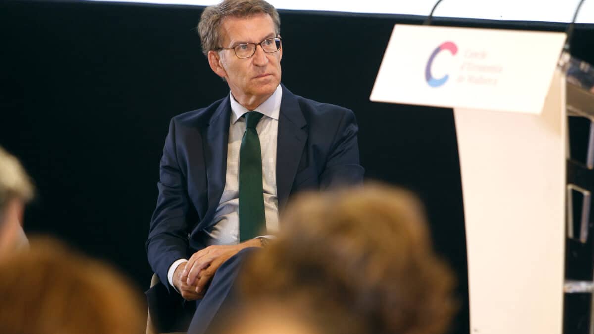 El presidente del Partido Popular, Alberto Núñez Feijóo, durante una conferencia organizada por el Cercle d'Economia de Mallorca.