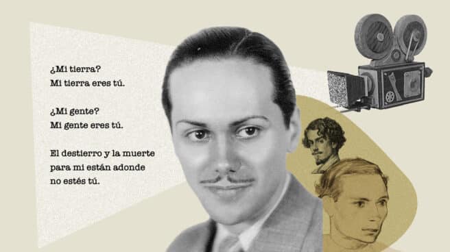 Montaje de Luis Cernuda con su inspiración poética Gustavo Adolfo Bécquer y su gran amor Serafín Ferro