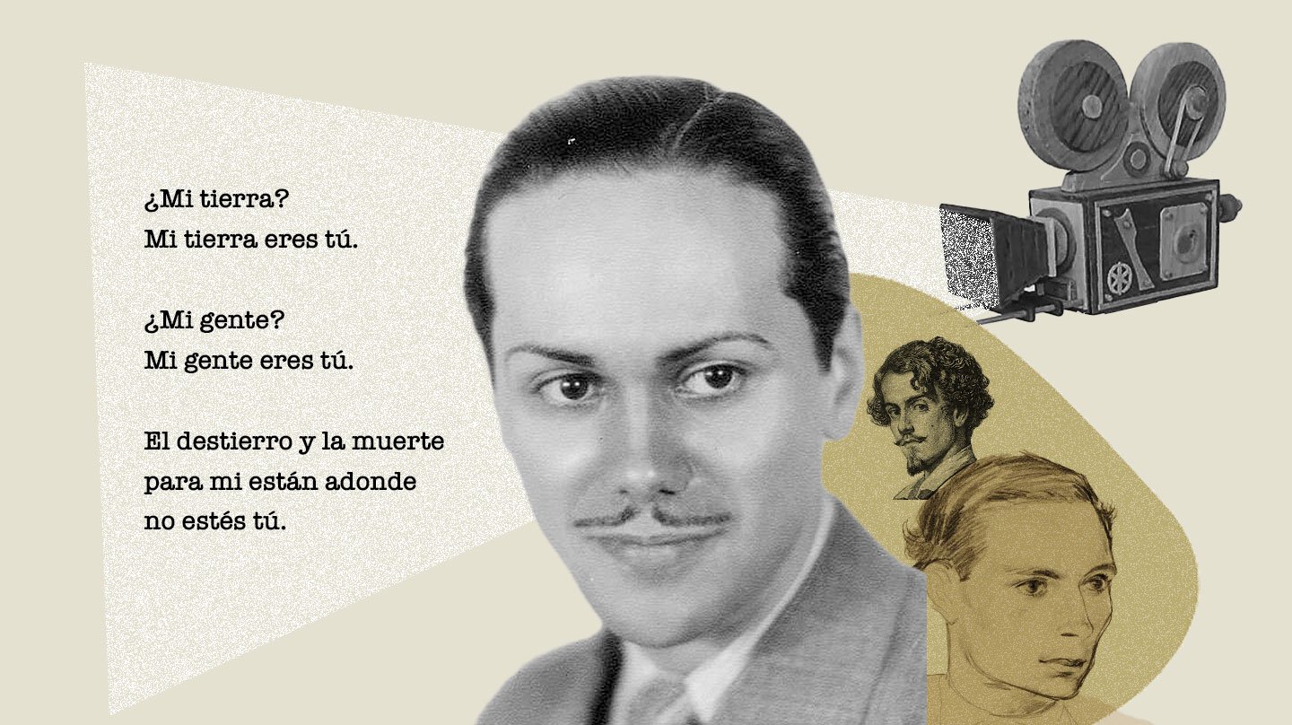 Montaje de Luis Cernuda con su inspiración poética Gustavo Adolfo Bécquer y su gran amor Serafín Ferro