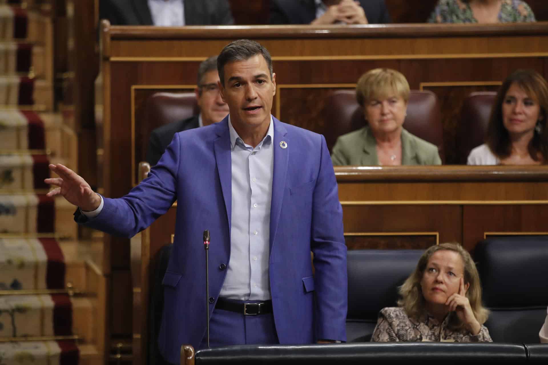 Pedro Sánchez, este miércoles en la sesión de control al Gobierno.