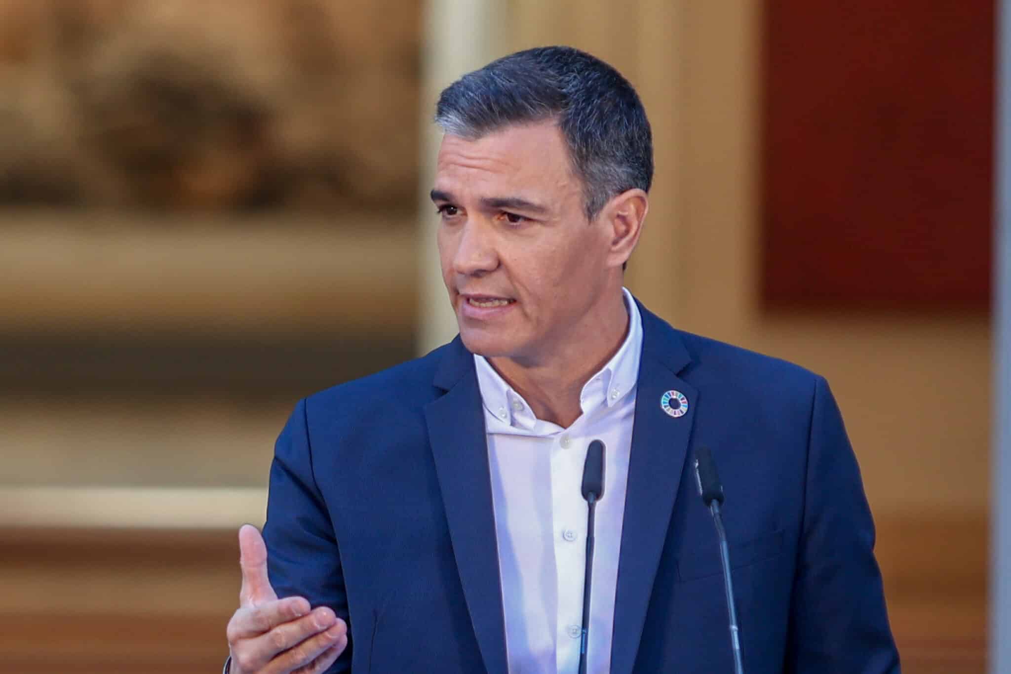 Sánchez durante un acto en Moncloa