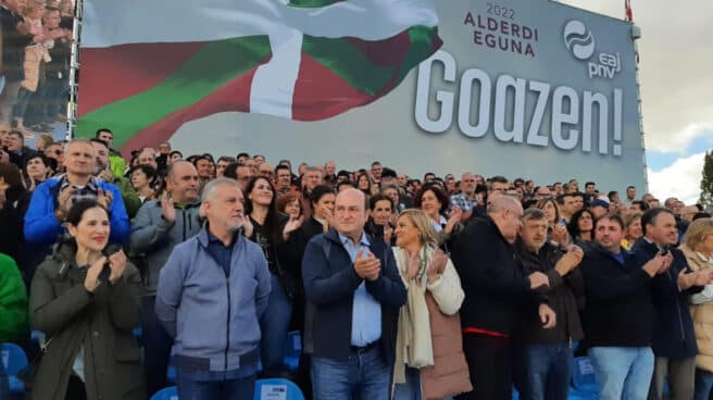 El presidente de Euskadi Buru Batzarra, Andoni Ortuzar, en la celebración del Alderdi Eguna.