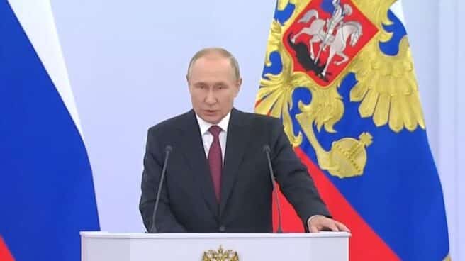 Vladimir Putin, durante el discurso de anexión de Lugansk, Donetsk, Jersón y Zaporiyia.